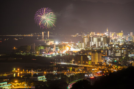 Fireworks in Beppu City, Oita Prefecture, Japanのeditorial素材
