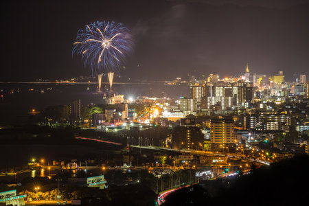 Fireworks in Beppu City, Oita Prefecture, Japanのeditorial素材