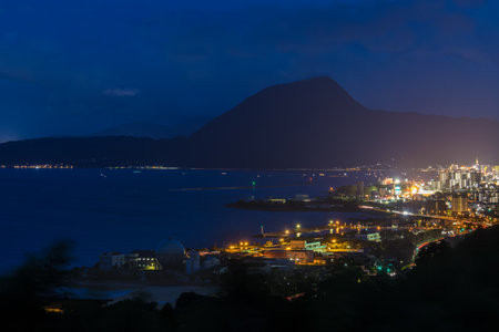 Night view of Beppu city, Oita prefecture, Japanのeditorial素材