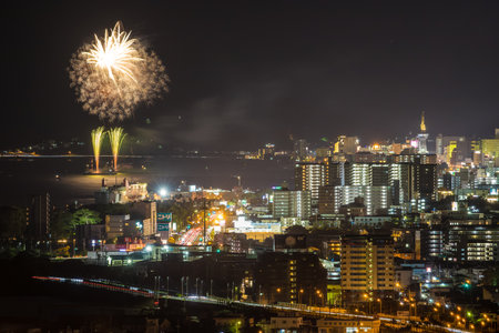 Fireworks in Beppu City, Oita Prefecture, Japanのeditorial素材