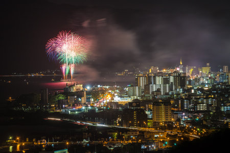 Fireworks in Beppu City, Oita Prefecture, Japanのeditorial素材
