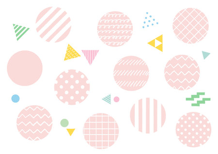 Colorful hand drawn geometric pattern, Circle & triangleのイラスト素材