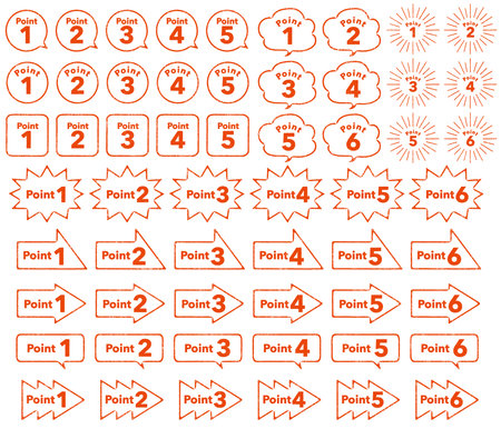 Stamp-style red point icon setのイラスト素材