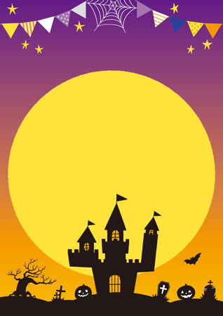 Halloween hand-drawn frame without vertical B charactersのイラスト素材