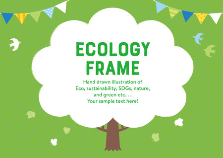 Ecological hand-painted illustration frame of a treeのイラスト素材