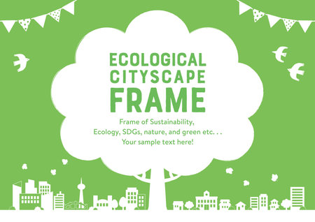 Ecological background illustration of trees and cityscapeのイラスト素材