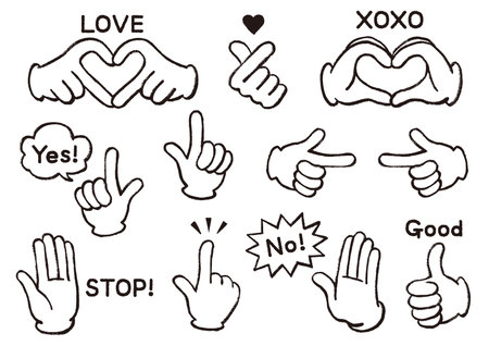 Simple hand gesture icons set / hand-drawnのイラスト素材