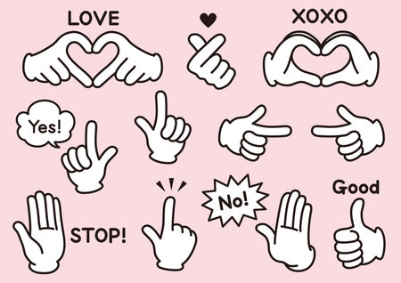 Simple hand gesture icons setのイラスト素材