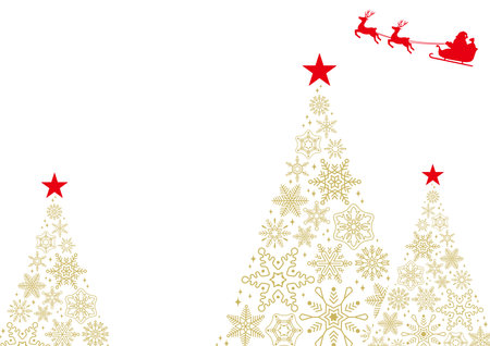 Christmas tree frame made of snowflakes / with Santa Clausのイラスト素材
