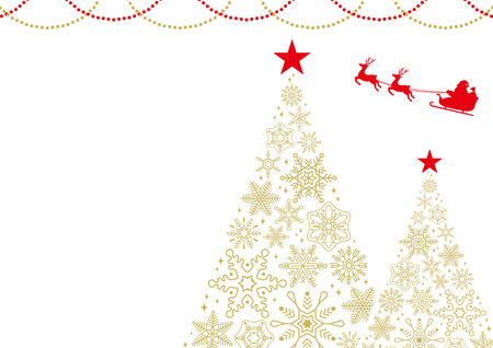 Christmas tree frame made of snowflakes / with Santa Clausのイラスト素材