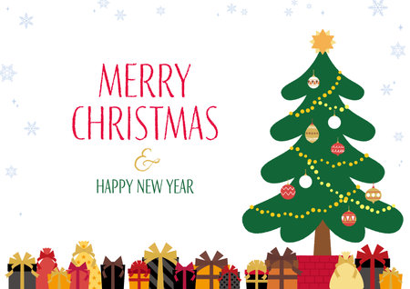 Frame of Christmas Tree and Presents / Horizontall Positionのイラスト素材