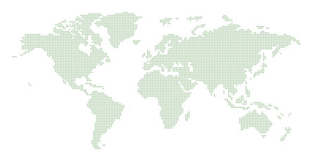Map of World made of square dots with rounded corners / greenのイラスト素材