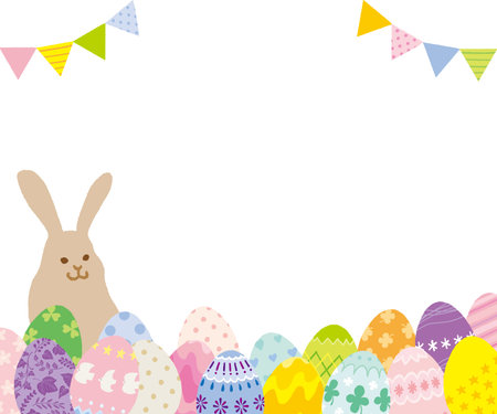 Frame of hand-drawn illustration for Easter eggsのイラスト素材