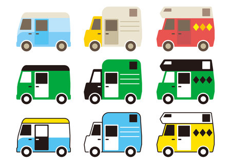 Illustration of a cute Camper vanのイラスト素材