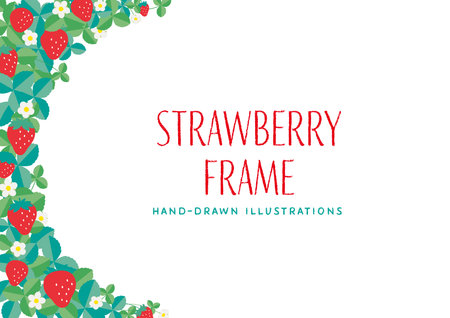 Hand-drawn strawberry illustration frameのイラスト素材