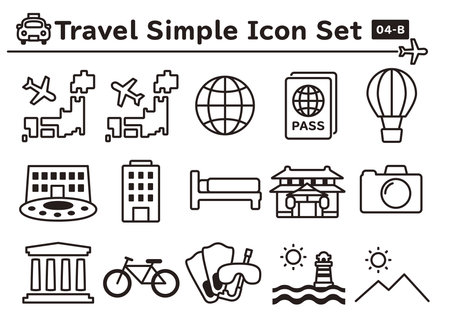 Simple and cute icon set for travelのイラスト素材