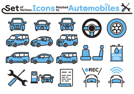 Set of various icons related to automobiles. No.2のイラスト素材
