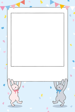 Template Illustration for Birth Announcement Card. Blue Background.のイラスト素材