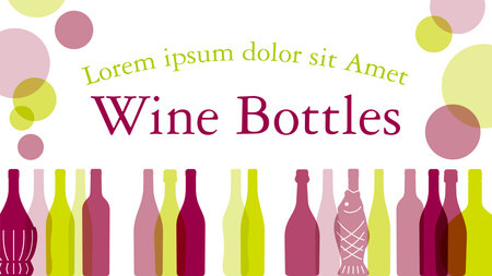 Banner frame of wine bottles in 16:9 ratio.のイラスト素材