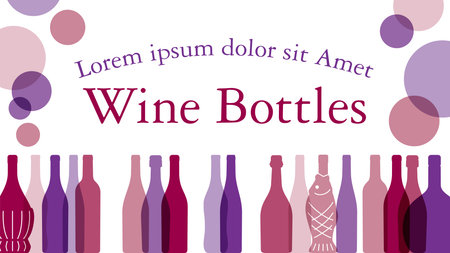 Banner frame of wine bottles in 16:9 ratio.のイラスト素材