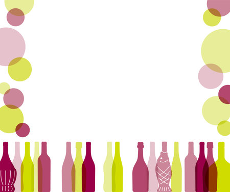 Banner frame of wine bottles in 300:250 ratio.のイラスト素材
