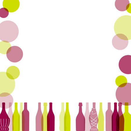 Banner frame of wine bottles in 300:300 ratio.のイラスト素材