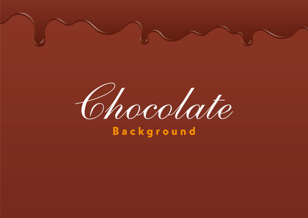 Illustration of delicious melted chocolate on brown background.のイラスト素材