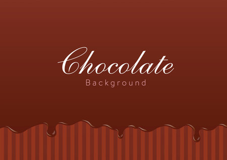 Illustration of delicious melted chocolate on brown stripe background.のイラスト素材