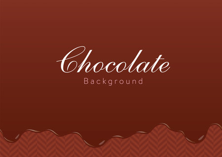 Illustration of delicious melted chocolate on brown Herringbone pattern background.のイラスト素材