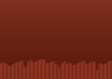 Illustration of delicious melted chocolate on brown stripe background.のイラスト素材