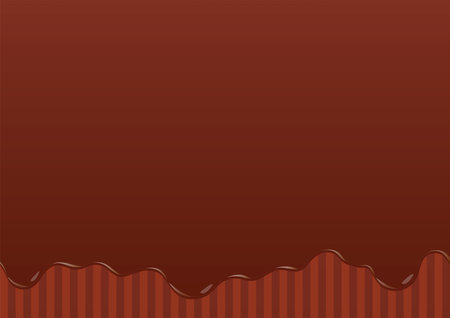 Illustration of delicious melted chocolate on brown stripe background.のイラスト素材