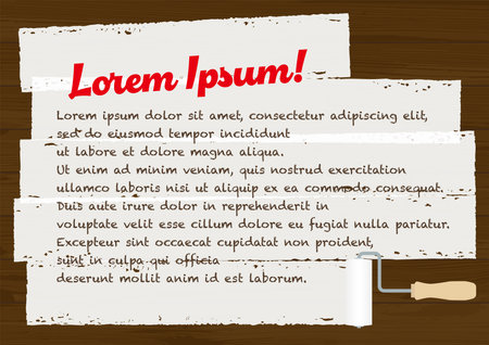 Illustration of a wooden wall painted white with a roller. Paint color can be changed with vector data.のイラスト素材