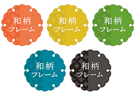Simple Japanese pattern frame and icon set. Translation: âJapanese pattern frame. âのイラスト素材
