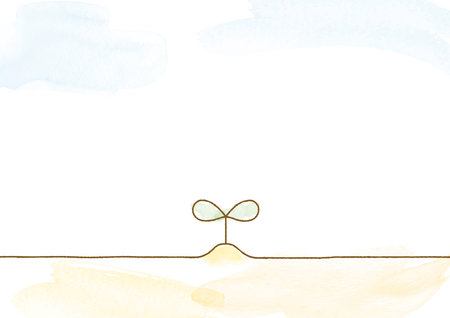 Cute illustration of sprout drawn with watercolor and line art.のイラスト素材