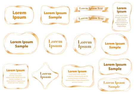 Elegant framed set in ribbon style. Rose gold. Pink gold.のイラスト素材