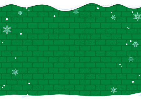 Winter illustration of brick wall with snow on top. The brick wall is registered as a pattern on the vector data. christmas. December.のイラスト素材