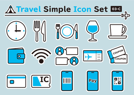 Simple and cute sticker-like icons set for travelのイラスト素材