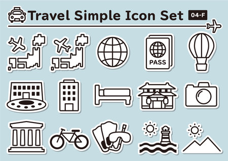 Simple and cute sticker-like icons set for travelのイラスト素材