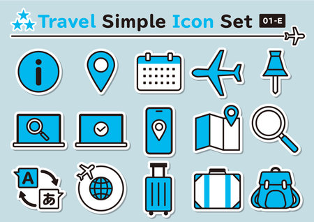 Simple and cute sticker-like icons set for travelのイラスト素材