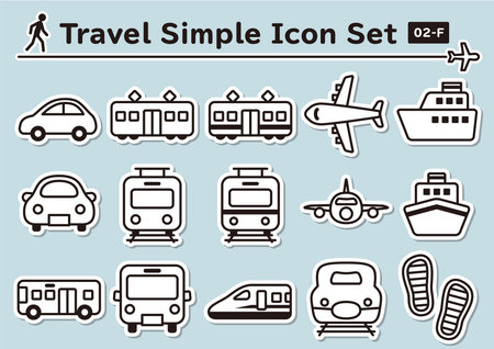 Simple and cute sticker-like icons set for travelのイラスト素材