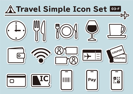 Simple and cute sticker-like icons set for travelのイラスト素材