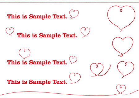 Vector line art set of hand-drawn red hearts.のイラスト素材