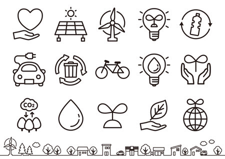 Cute icons set of sustainable environment.のイラスト素材