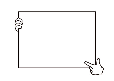 Hands holding empty white placard or board vector illustration.のイラスト素材