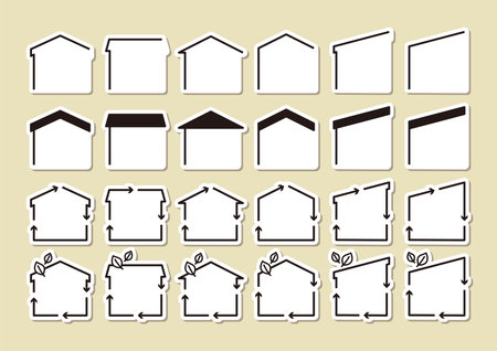 Simple illustrations set of house-shaped frames.のイラスト素材