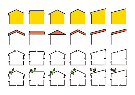 Simple illustrations set of house-shaped frames.のイラスト素材