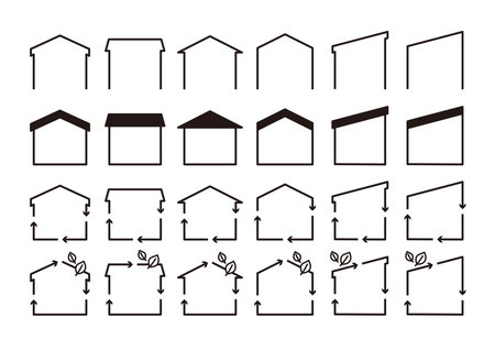 Simple illustrations set of house-shaped frames.のイラスト素材