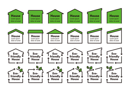 Simple illustrations set of house-shaped frames.のイラスト素材