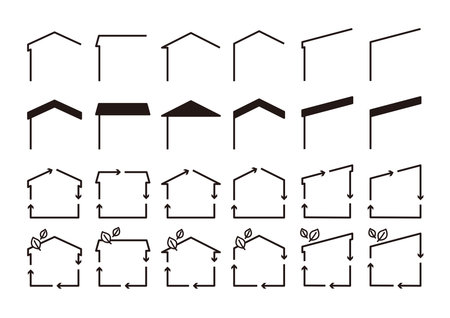 Simple illustrations set of house-shaped frames.のイラスト素材
