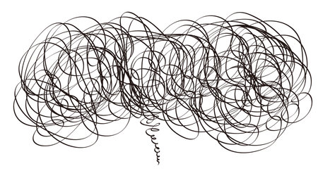 Line drawing illustration of worry, anxiety, concern, confusion, chaos, mental health, etc.のイラスト素材